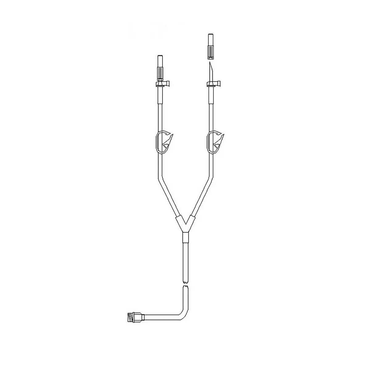 echnical diagram of a Metrix Secure two-leg gravity fill set with vented spikes